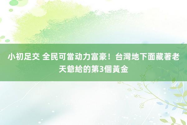 小初足交 全民可當动力富豪！台灣地下面藏著老天爺給的第3個黃金