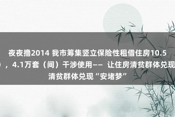 夜夜撸2014 我市筹集竖立保险性租借住房10.5万套（间），4.1万套（间）干涉使用——  让住房清贫群体兑现“安堵梦”