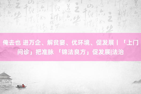 俺去也 进万企、解贫窭、优环境、促发展丨「上门问诊」把准脉 「锦法良方」促发展|法治